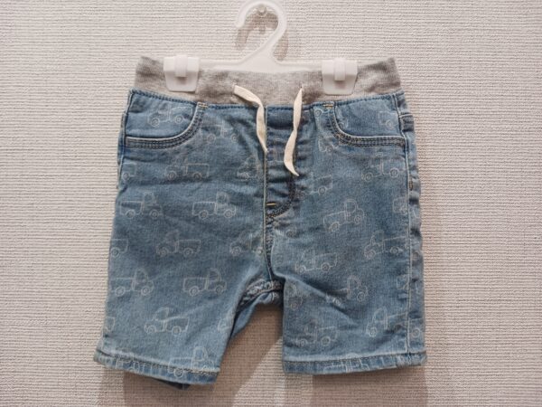 101【中古】【子供服】デニムハーフパンツ　80-90㎝